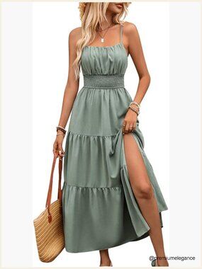 Women's Maxi Dress Boho Summer Wedding Guest Beach Vacation Flowy